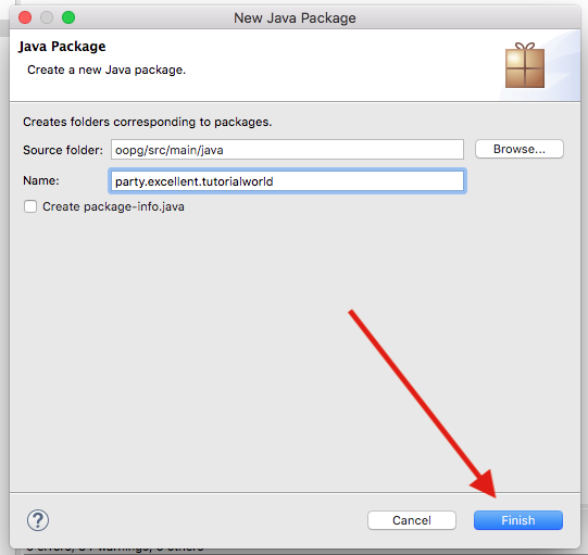 New Package dialog