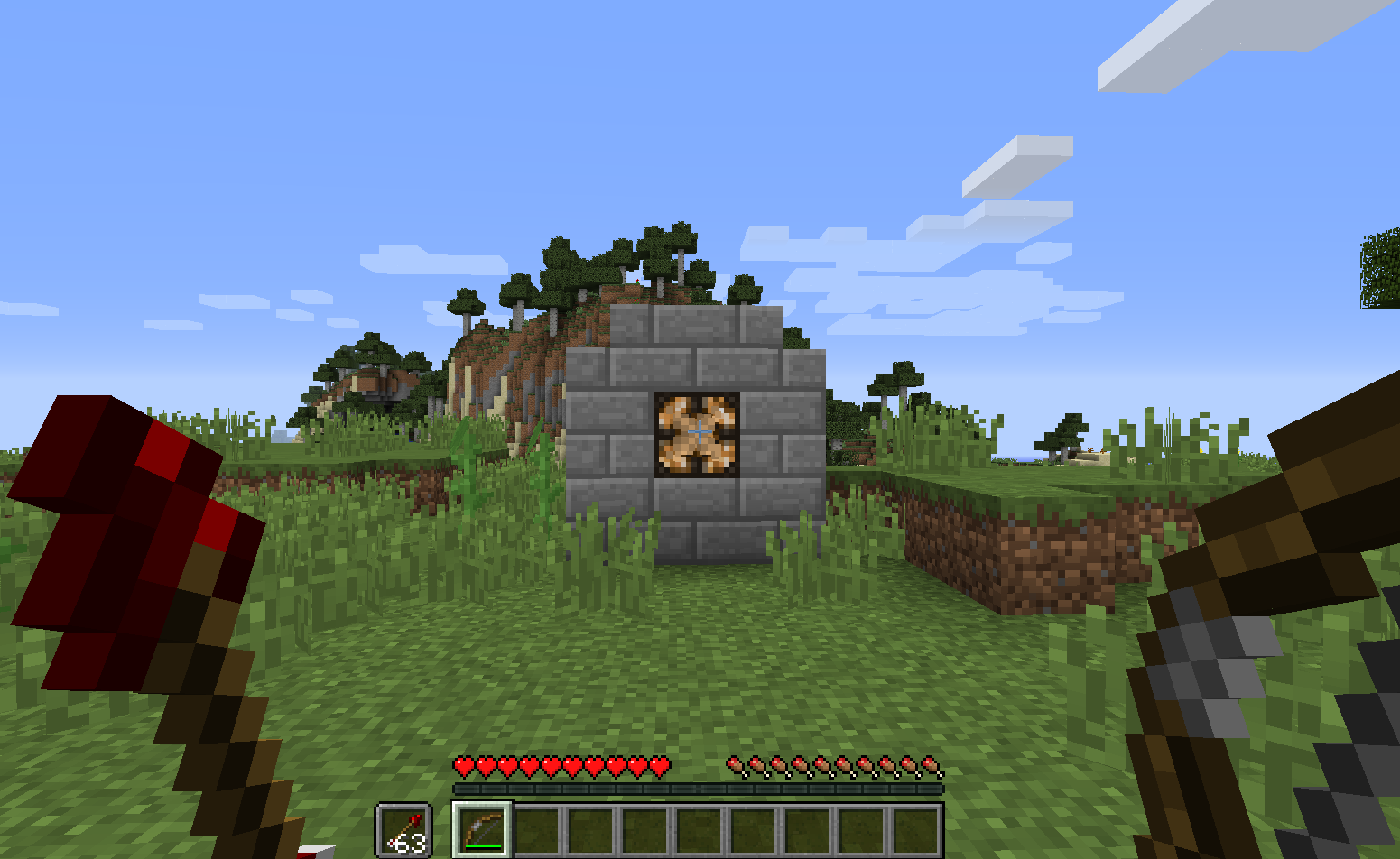 Charged arrow hitting a redstone lamp