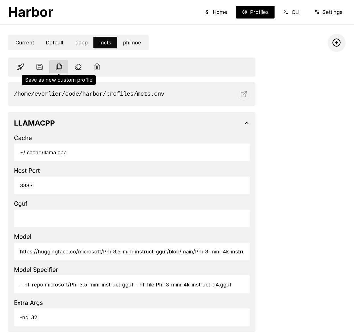 Harbor App UI screenshot