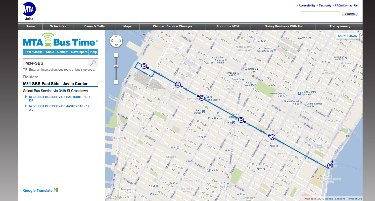 Route selection Page