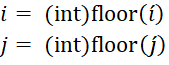 row and column indices for first interpolation point