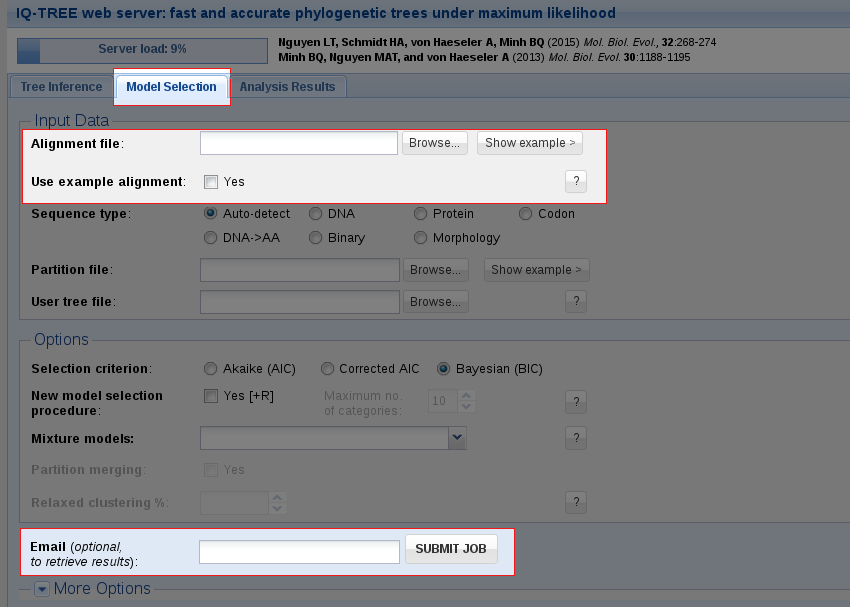 Model Selection Tab