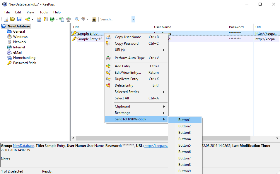 Keepass Context Menu