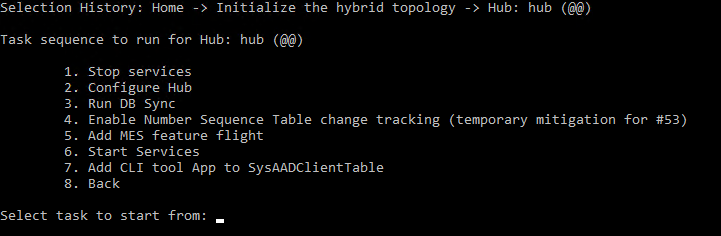 Command option for initializing the hybrid topology as a Hub environment