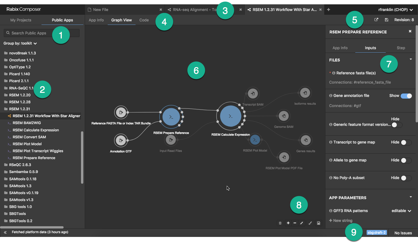 Workflow editor screenshot