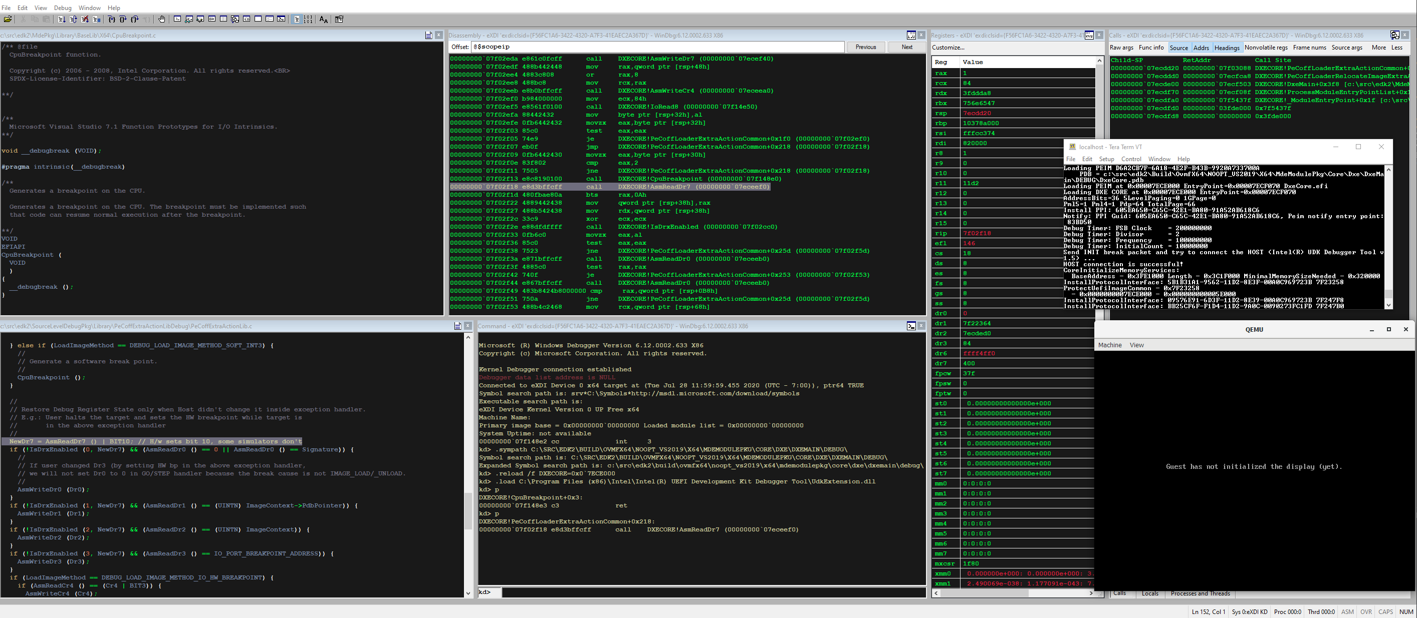 Intel UDK Debugger WinDbg Dialog