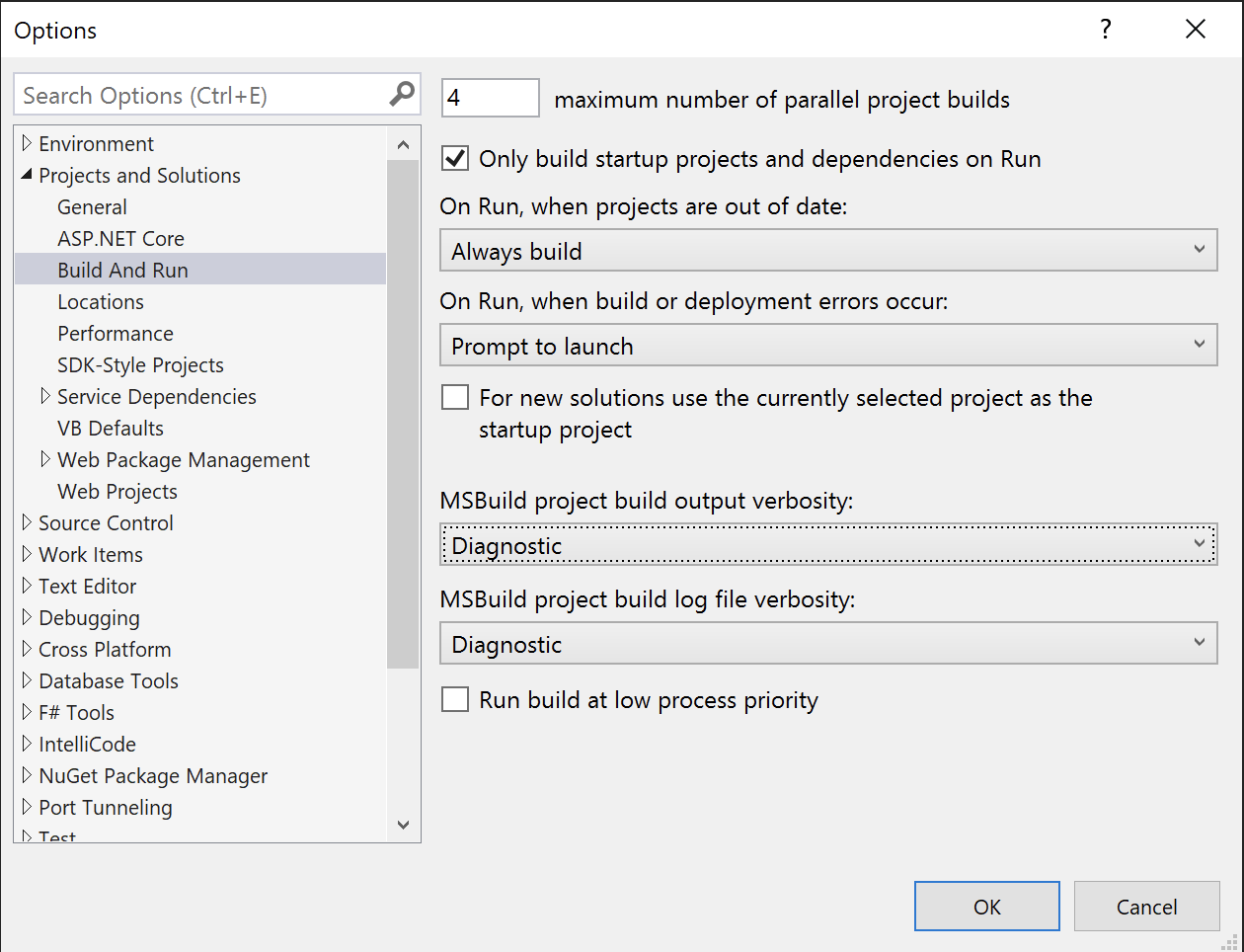 Build verbosity in Visual Studio